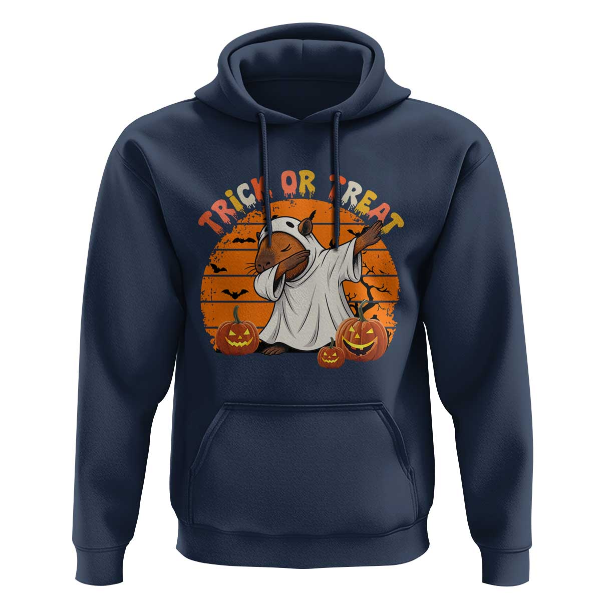 Funny Capybara Halloween Hoodie Trick Or Treat Cute Cappy Boo Ghost - Wonder Print Shop