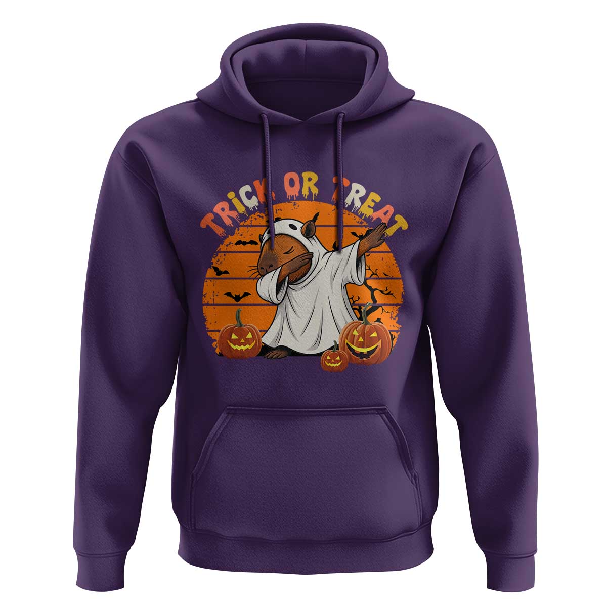 Funny Capybara Halloween Hoodie Trick Or Treat Cute Cappy Boo Ghost - Wonder Print Shop