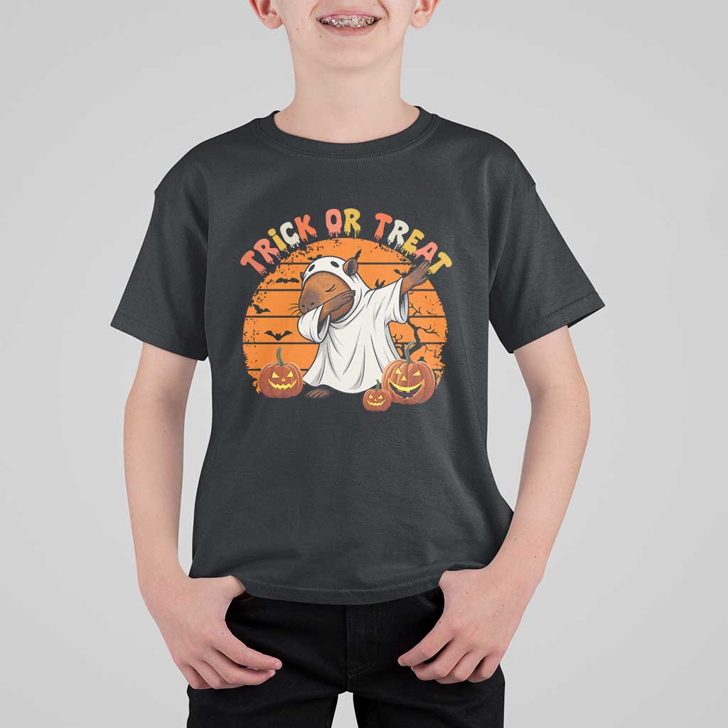 Funny Capybara Halloween T Shirt For Kid Trick Or Treat Cute Cappy Boo Ghost - Wonder Print Shop