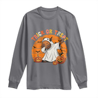 Funny Capybara Halloween Long Sleeve Shirt Trick Or Treat Cute Cappy Boo Ghost - Wonder Print Shop