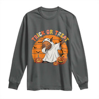 Funny Capybara Halloween Long Sleeve Shirt Trick Or Treat Cute Cappy Boo Ghost - Wonder Print Shop