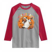Funny Capybara Halloween Raglan Shirt Trick Or Treat Cute Cappy Boo Ghost - Wonder Print Shop