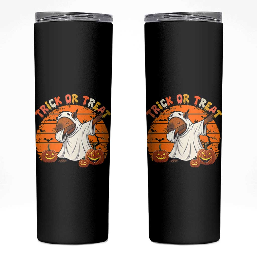 Funny Capybara Halloween Skinny Tumbler Trick Or Treat Cute Cappy Boo Ghost