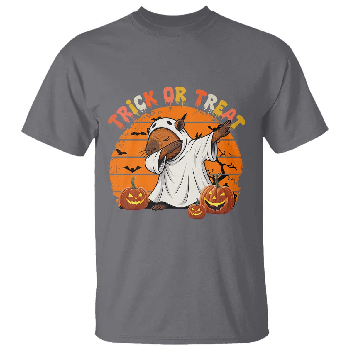 Funny Capybara Halloween T Shirt Trick Or Treat Cute Cappy Boo Ghost - Wonder Print Shop