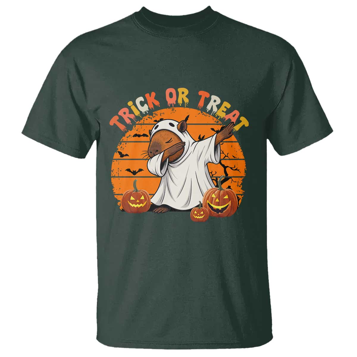 Funny Capybara Halloween T Shirt Trick Or Treat Cute Cappy Boo Ghost - Wonder Print Shop