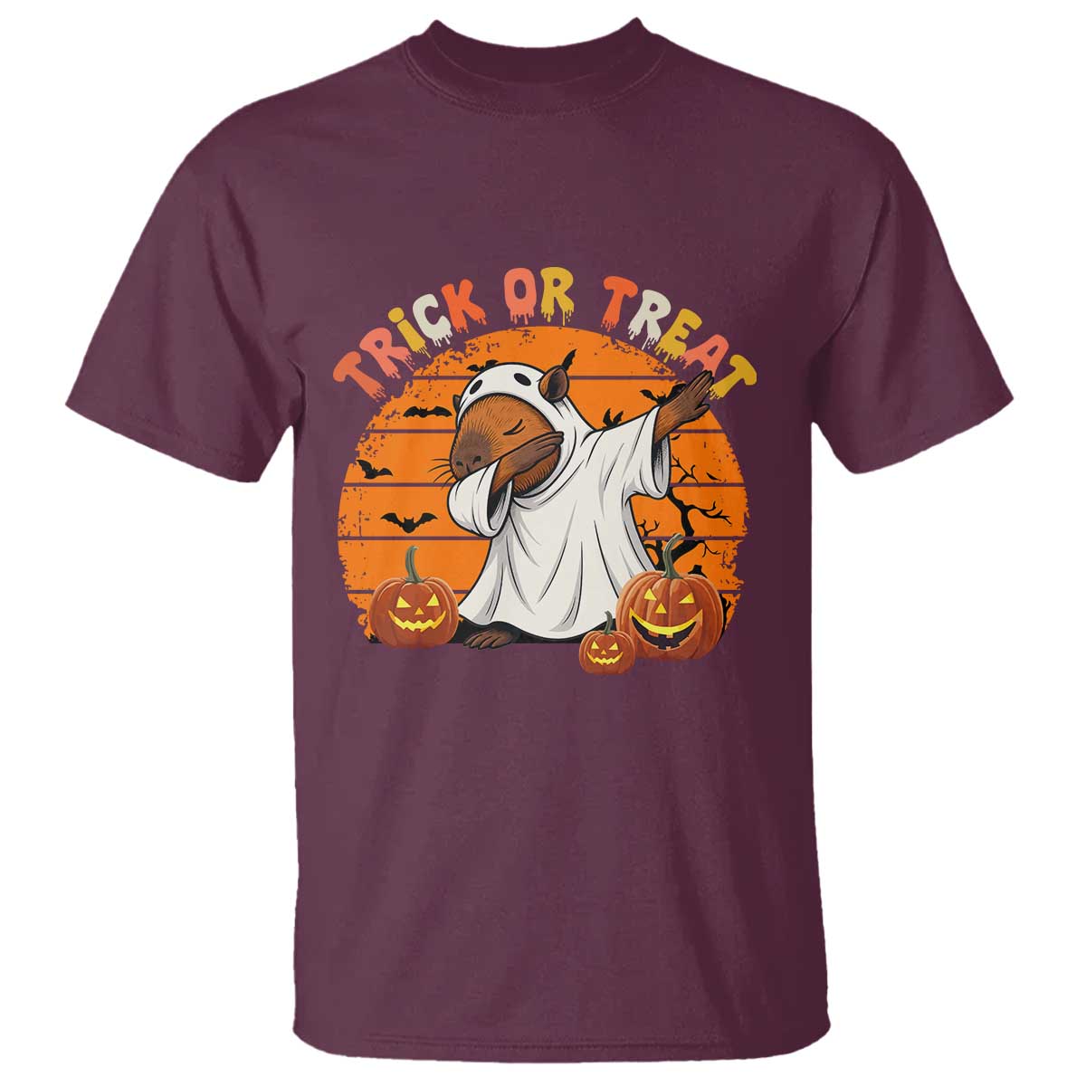 Funny Capybara Halloween T Shirt Trick Or Treat Cute Cappy Boo Ghost - Wonder Print Shop