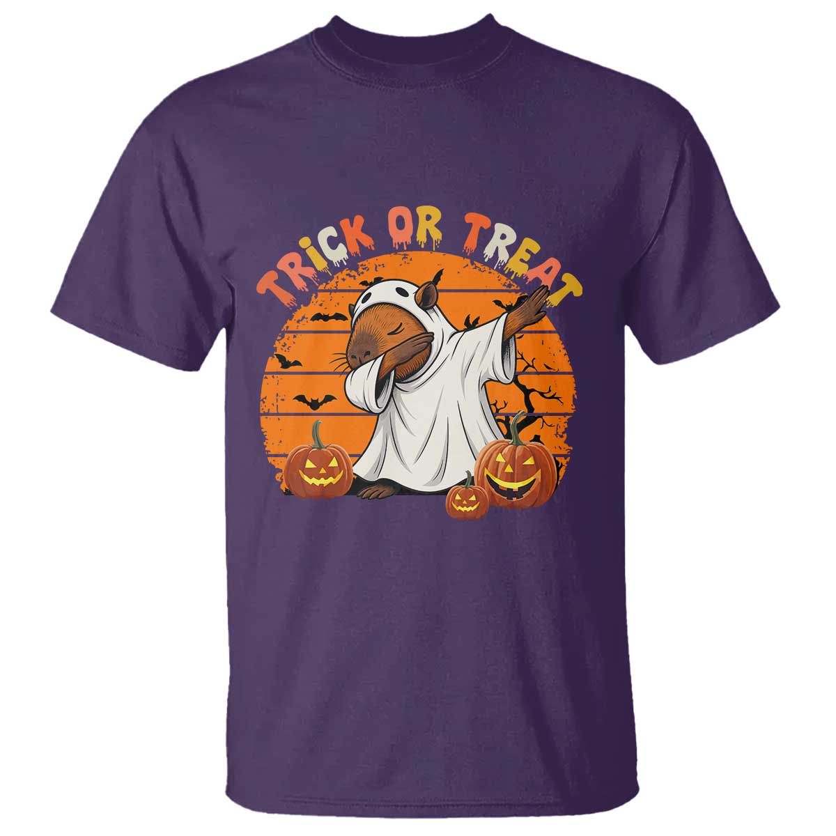 Funny Capybara Halloween T Shirt Trick Or Treat Cute Cappy Boo Ghost - Wonder Print Shop