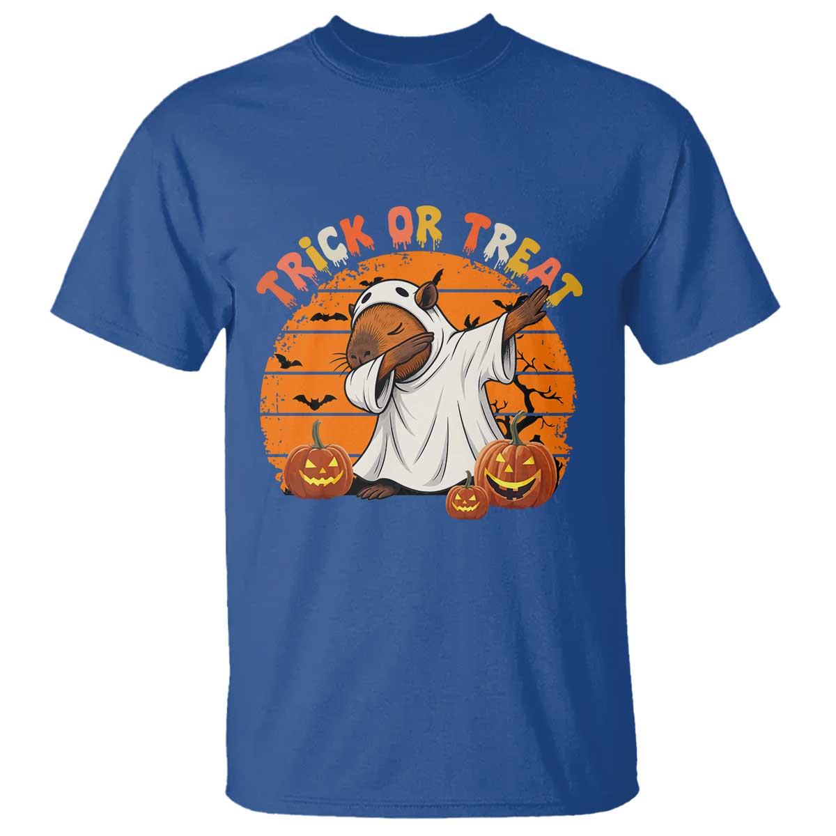 Funny Capybara Halloween T Shirt Trick Or Treat Cute Cappy Boo Ghost - Wonder Print Shop