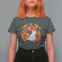Funny Capybara Halloween T Shirt For Women Trick Or Treat Cute Cappy Boo Ghost - Wonder Print Shop