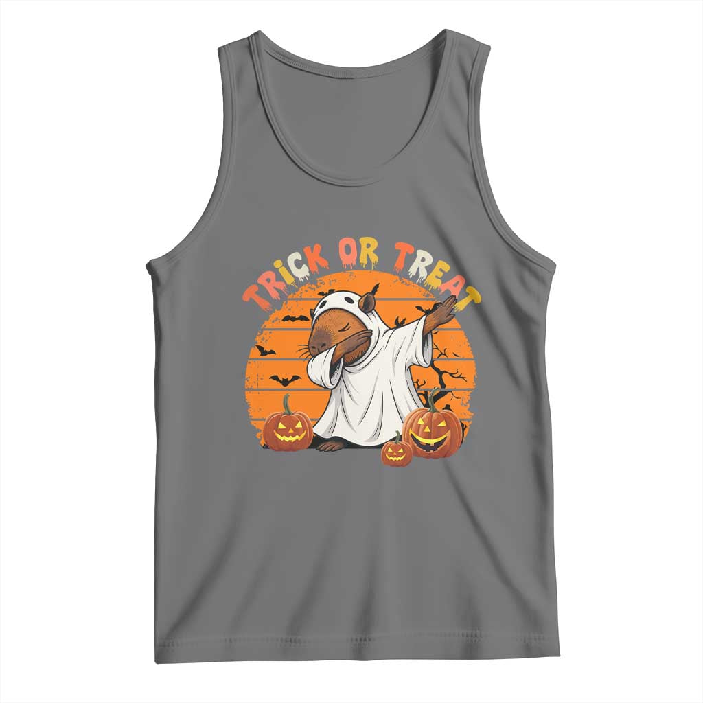 Funny Capybara Halloween Tank Top Trick Or Treat Cute Cappy Boo Ghost - Wonder Print Shop