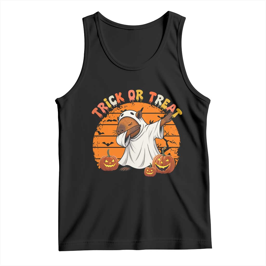 Funny Capybara Halloween Tank Top Trick Or Treat Cute Cappy Boo Ghost - Wonder Print Shop