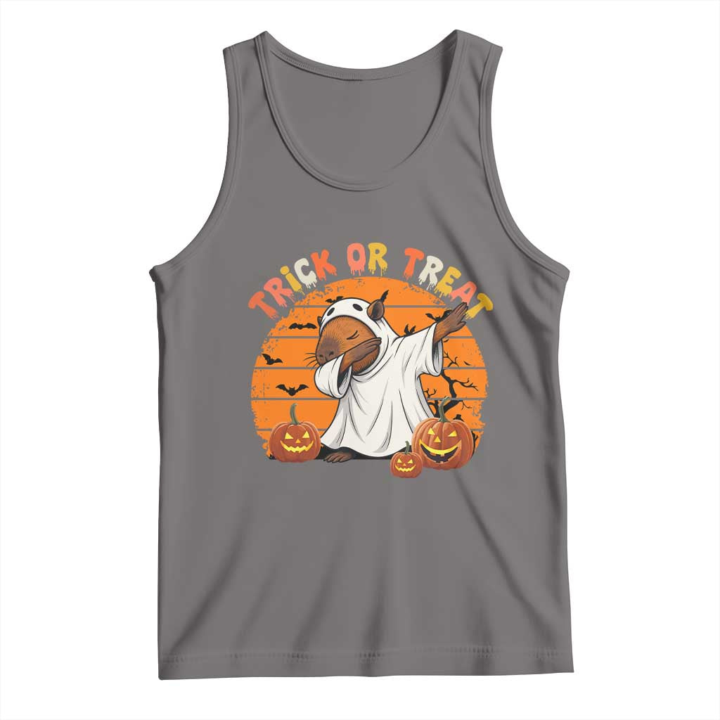 Funny Capybara Halloween Tank Top Trick Or Treat Cute Cappy Boo Ghost - Wonder Print Shop