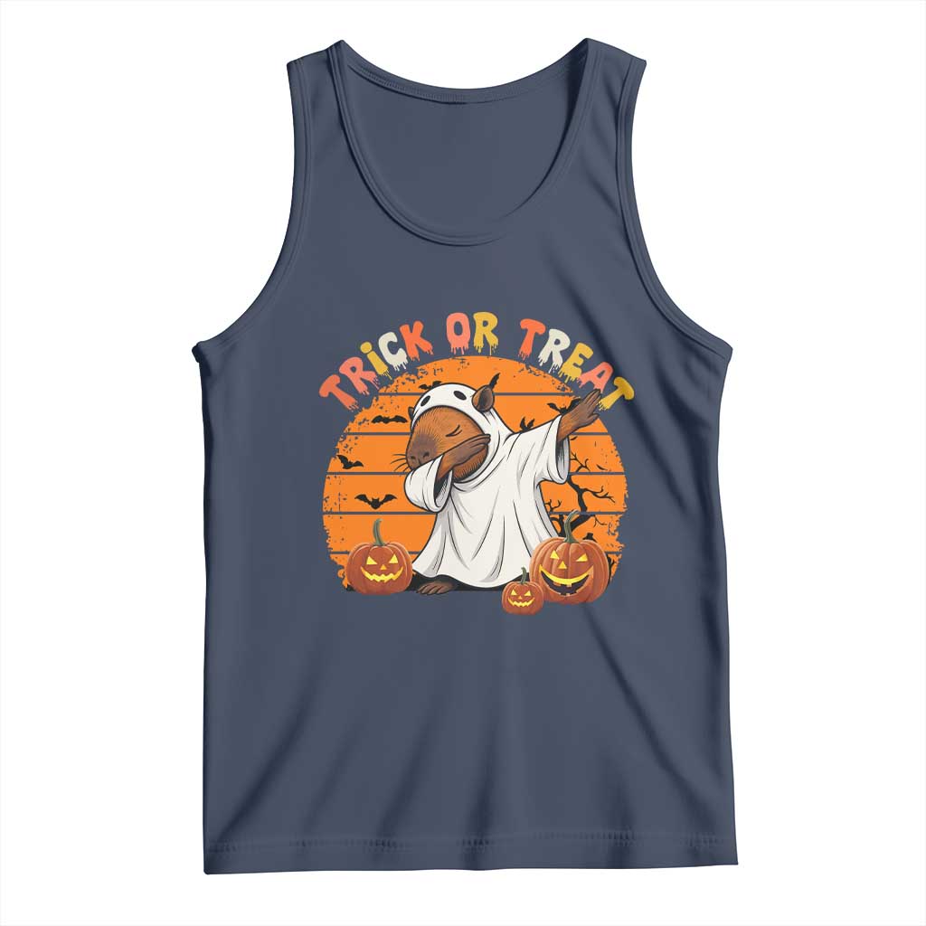 Funny Capybara Halloween Tank Top Trick Or Treat Cute Cappy Boo Ghost - Wonder Print Shop