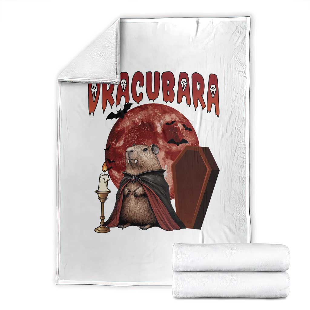 Halloween Capybara Throw Blanket Funny Dracubara In Dracula Outfit - Wonder Print Shop