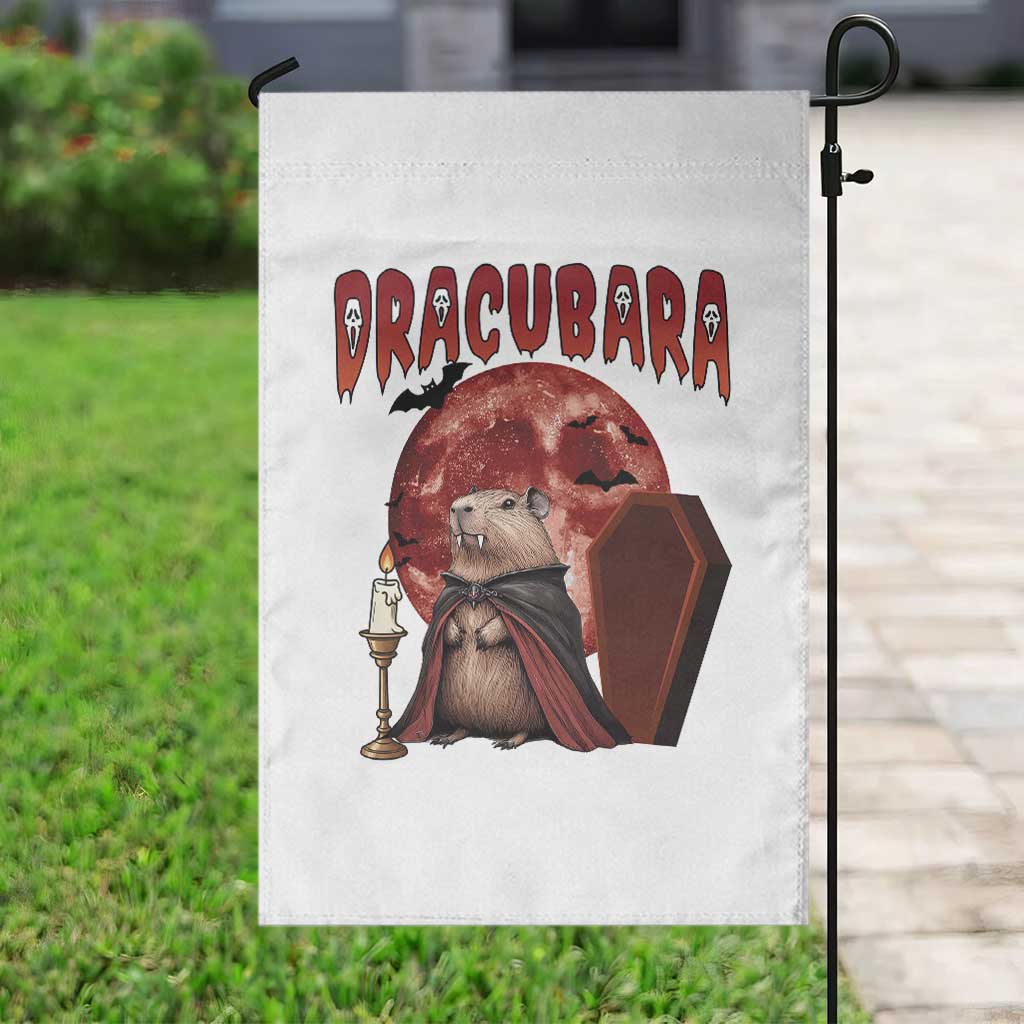 Halloween Capybara Garden Flag Funny Dracubara In Dracula Outfit - Wonder Print Shop