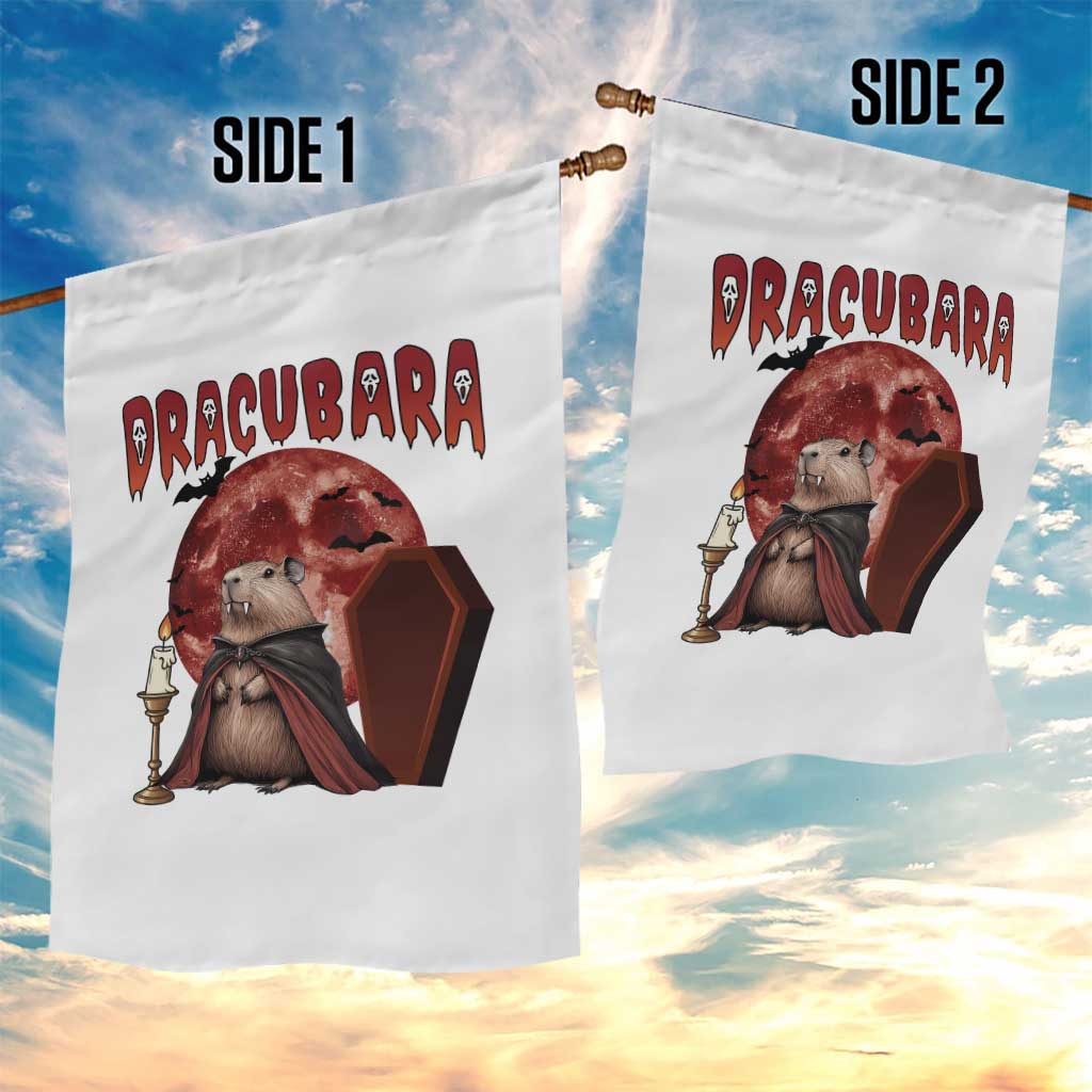 Halloween Capybara Garden Flag Funny Dracubara In Dracula Outfit - Wonder Print Shop