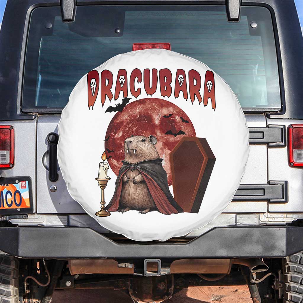 Halloween Capybara Spare Tire Cover Funny Dracubara In Dracula Outfit - Wonder Print Shop