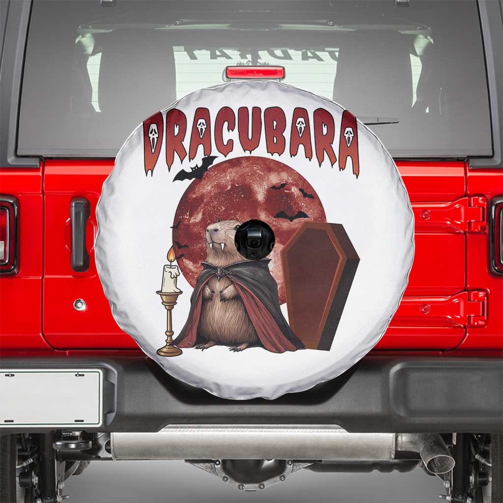 Halloween Capybara Spare Tire Cover Funny Dracubara In Dracula Outfit - Wonder Print Shop