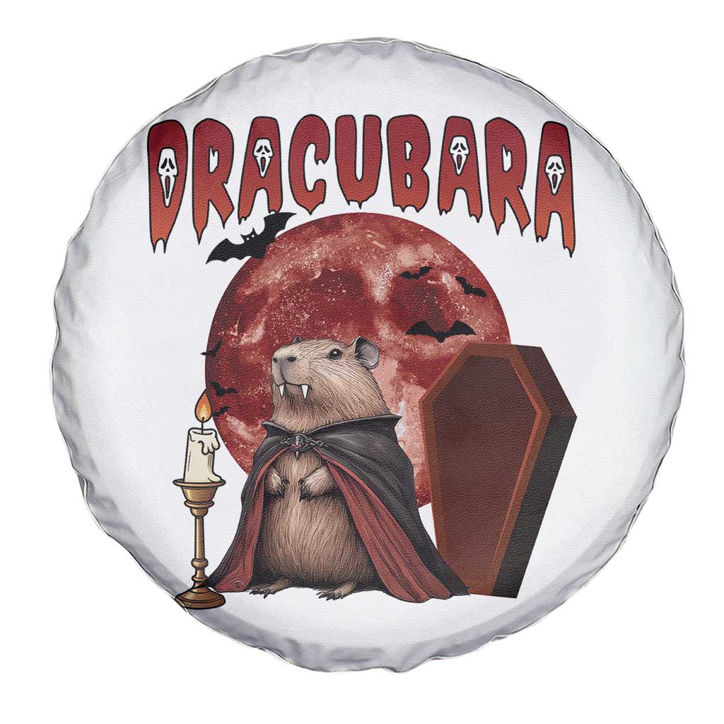Halloween Capybara Spare Tire Cover Funny Dracubara In Dracula Outfit - Wonder Print Shop