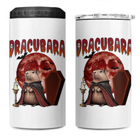 Halloween Capybara 4 in 1 Can Cooler Tumbler Funny Dracubara In Dracula Outfit