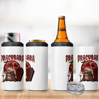 Halloween Capybara 4 in 1 Can Cooler Tumbler Funny Dracubara In Dracula Outfit