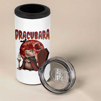 Halloween Capybara 4 in 1 Can Cooler Tumbler Funny Dracubara In Dracula Outfit