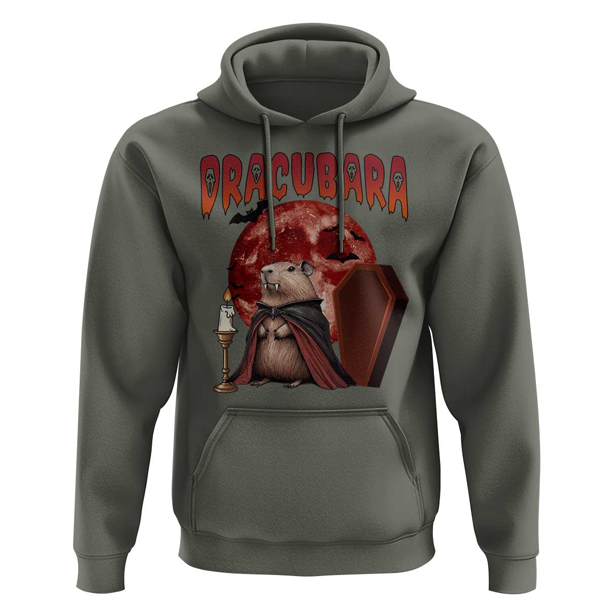Halloween Capybara Hoodie Funny Dracubara In Dracula Outfit - Wonder Print Shop