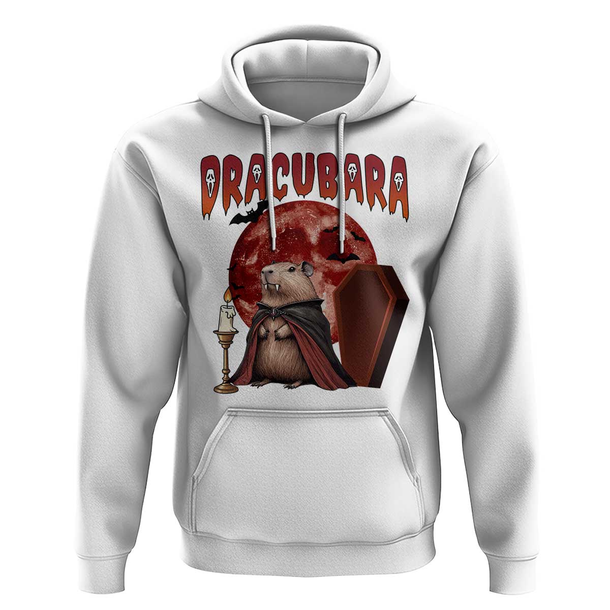 Halloween Capybara Hoodie Funny Dracubara In Dracula Outfit - Wonder Print Shop