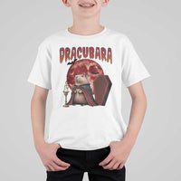 Halloween Capybara T Shirt For Kid Funny Dracubara In Dracula Outfit - Wonder Print Shop