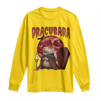 Halloween Capybara Long Sleeve Shirt Funny Dracubara In Dracula Outfit - Wonder Print Shop