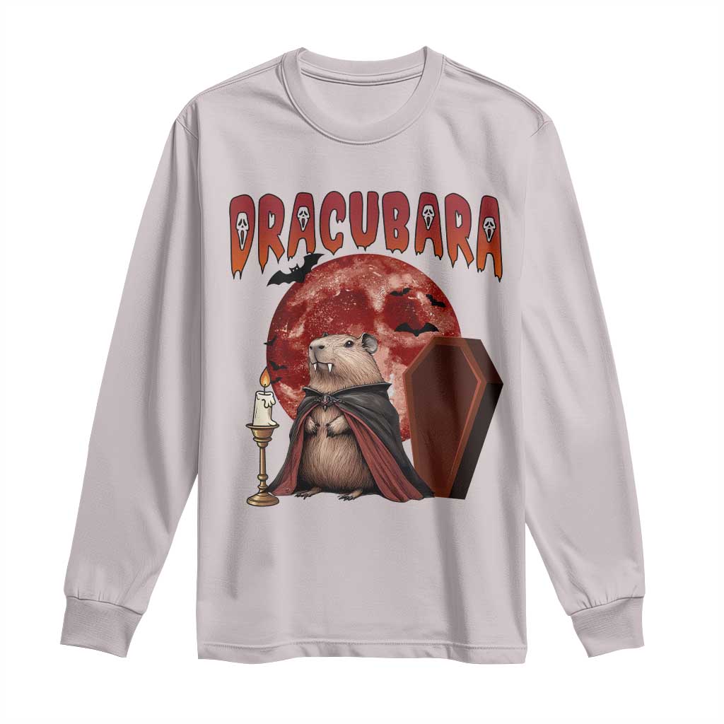Halloween Capybara Long Sleeve Shirt Funny Dracubara In Dracula Outfit - Wonder Print Shop