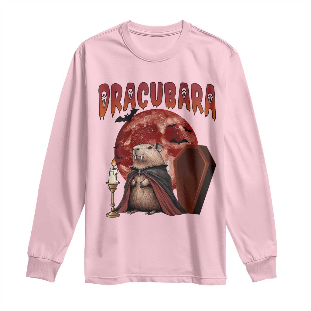 Halloween Capybara Long Sleeve Shirt Funny Dracubara In Dracula Outfit - Wonder Print Shop
