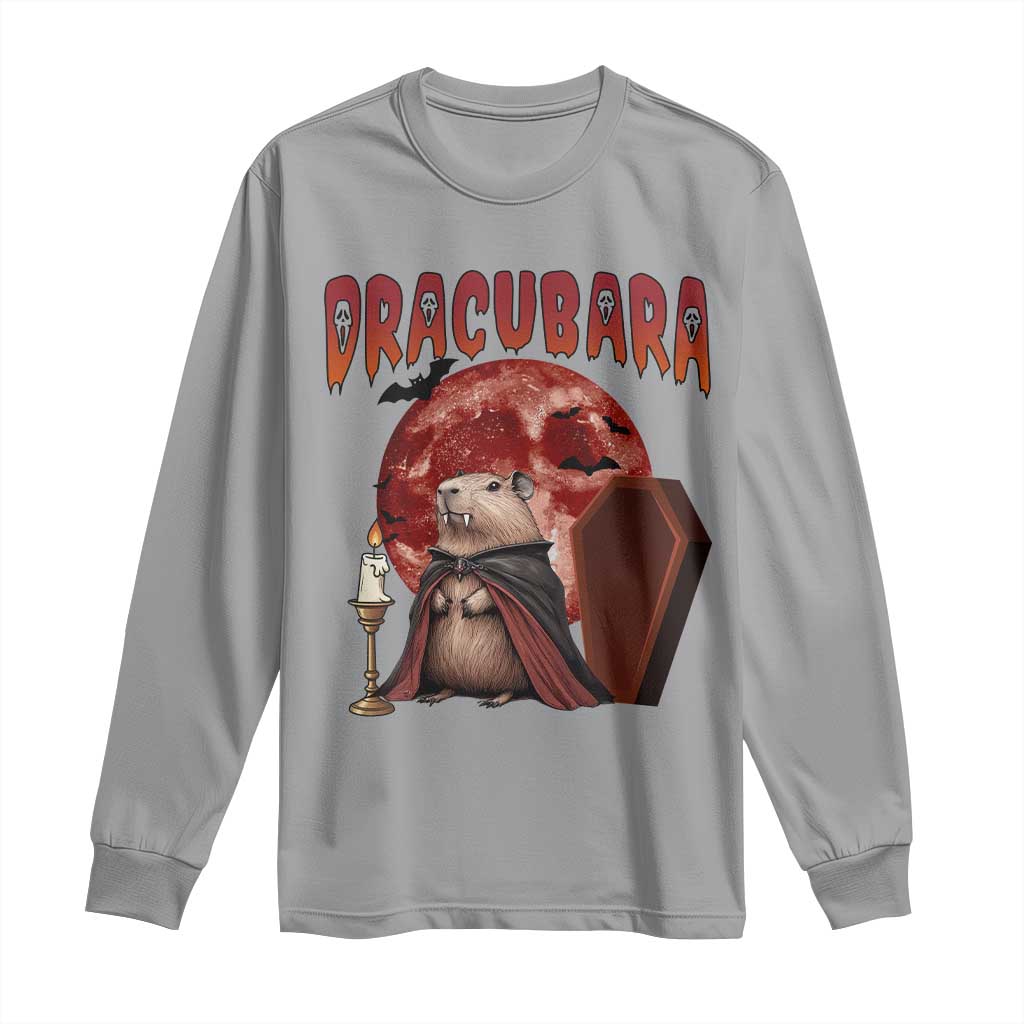 Halloween Capybara Long Sleeve Shirt Funny Dracubara In Dracula Outfit - Wonder Print Shop