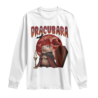 Halloween Capybara Long Sleeve Shirt Funny Dracubara In Dracula Outfit - Wonder Print Shop