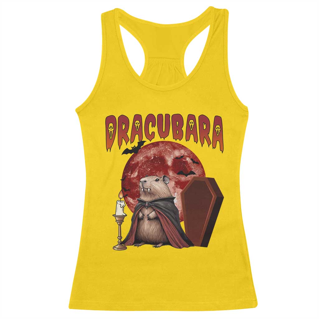 Halloween Capybara Racerback Tank Top Funny Dracubara In Dracula Outfit - Wonder Print Shop