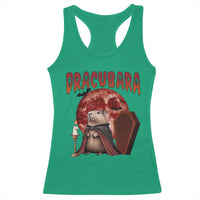 Halloween Capybara Racerback Tank Top Funny Dracubara In Dracula Outfit - Wonder Print Shop