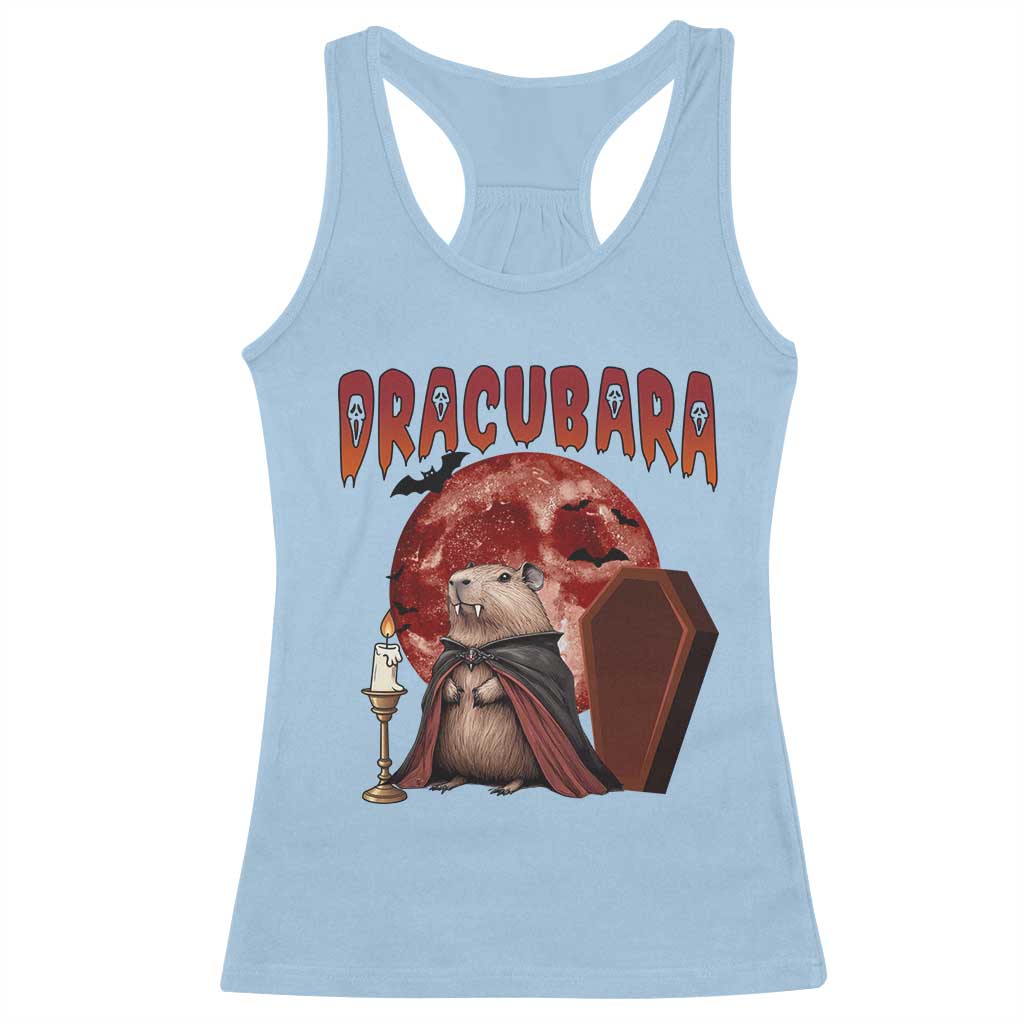 Halloween Capybara Racerback Tank Top Funny Dracubara In Dracula Outfit - Wonder Print Shop