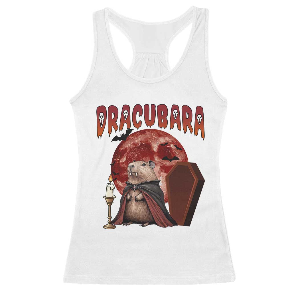 Halloween Capybara Racerback Tank Top Funny Dracubara In Dracula Outfit - Wonder Print Shop