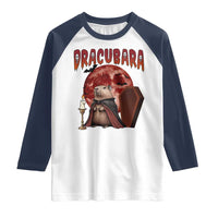 Halloween Capybara Raglan Shirt Funny Dracubara In Dracula Outfit - Wonder Print Shop