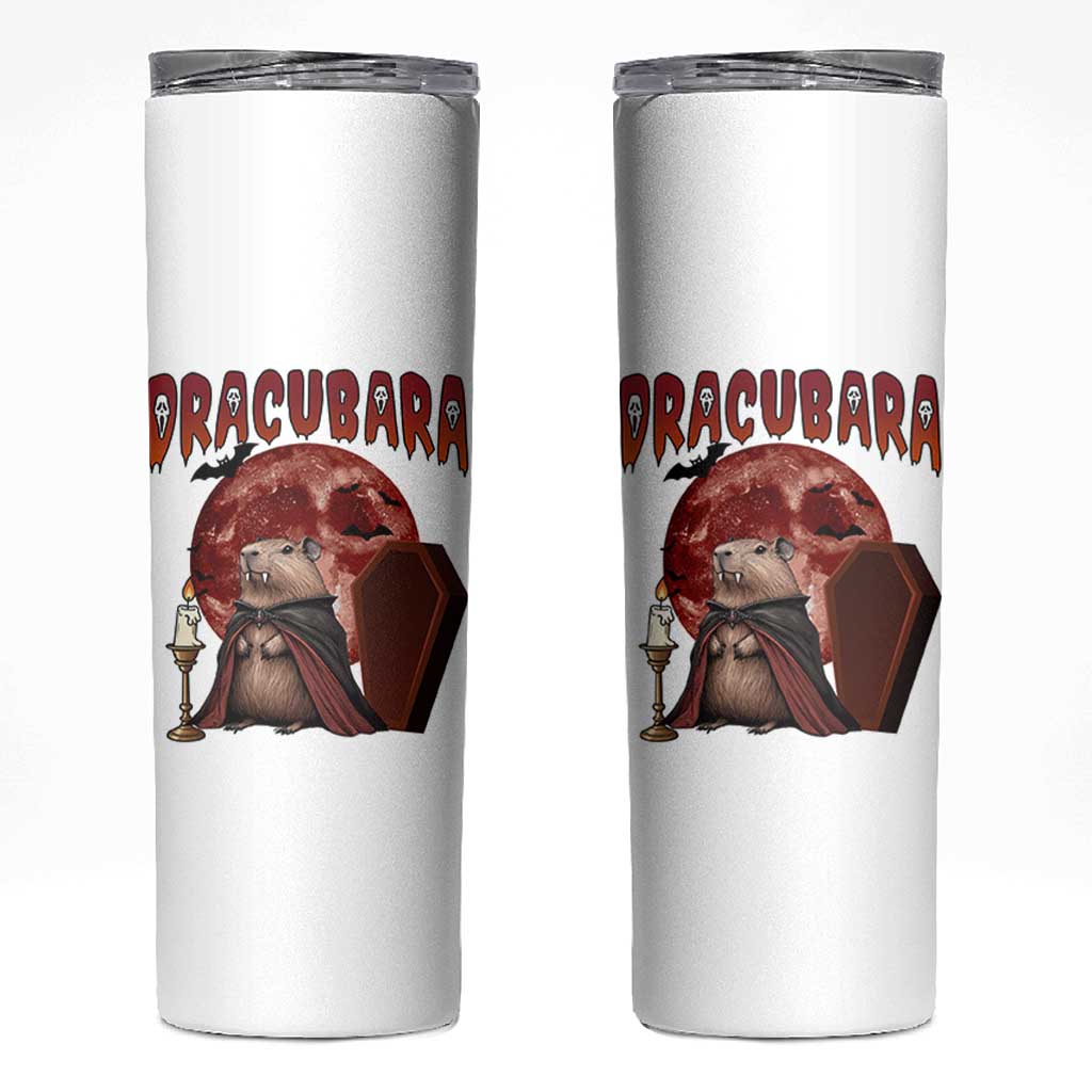Halloween Capybara Skinny Tumbler Funny Dracubara In Dracula Outfit