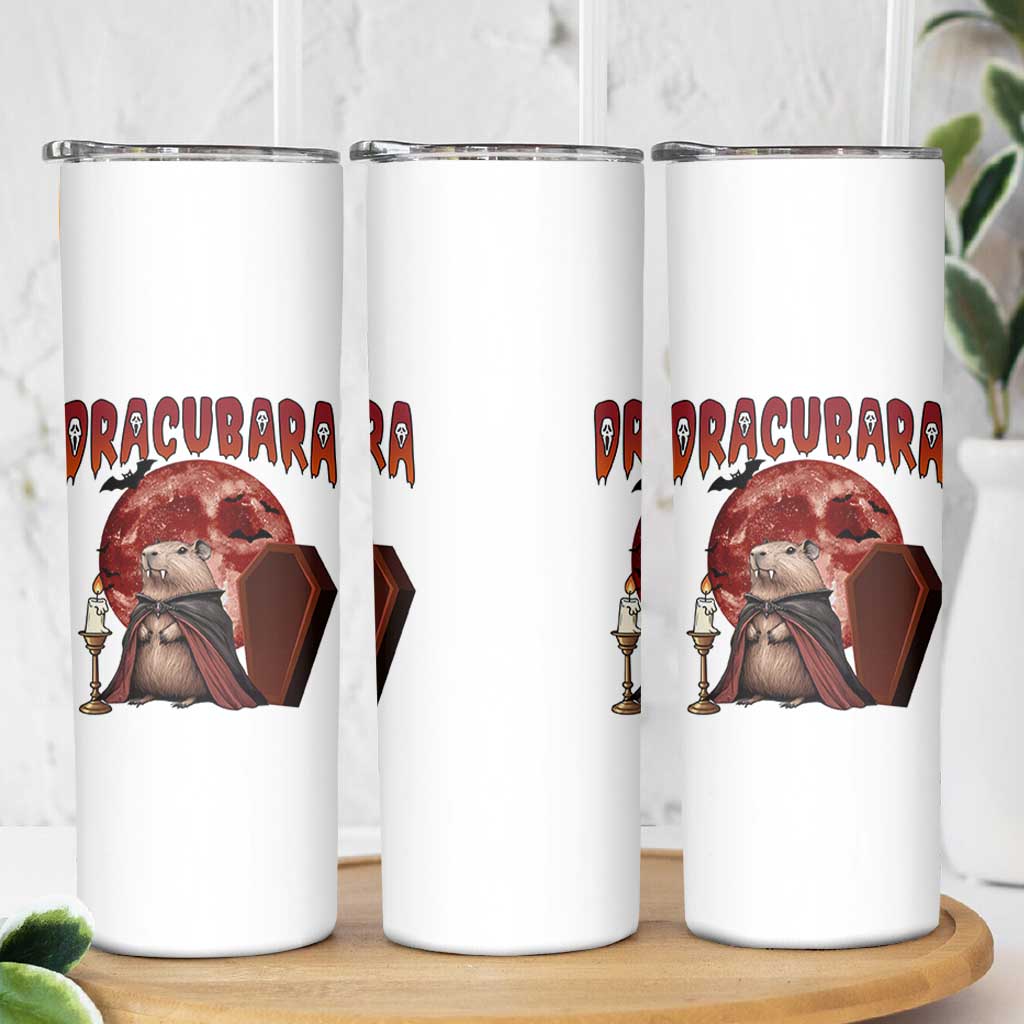 Halloween Capybara Skinny Tumbler Funny Dracubara In Dracula Outfit