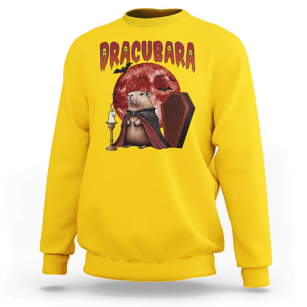 Halloween Capybara Sweatshirt Funny Dracubara In Dracula Outfit - Wonder Print Shop
