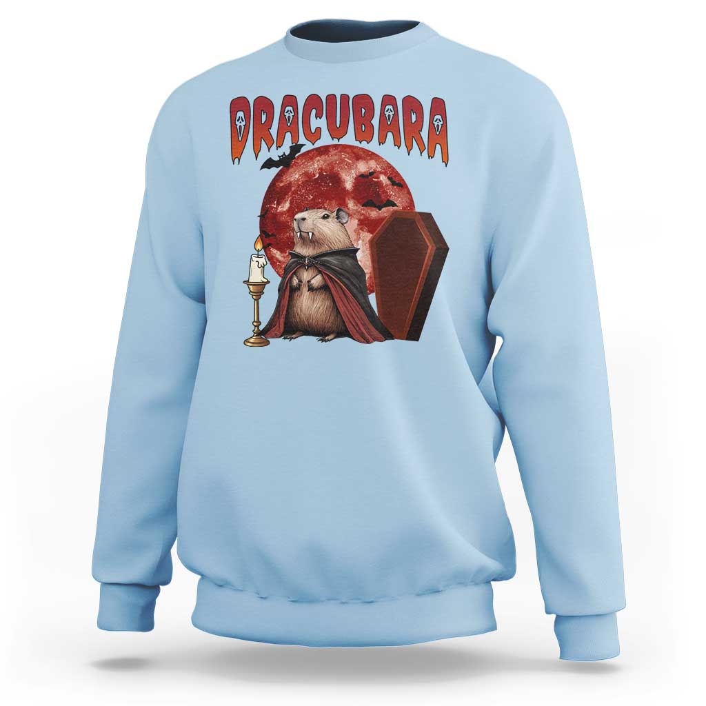 Halloween Capybara Sweatshirt Funny Dracubara In Dracula Outfit - Wonder Print Shop