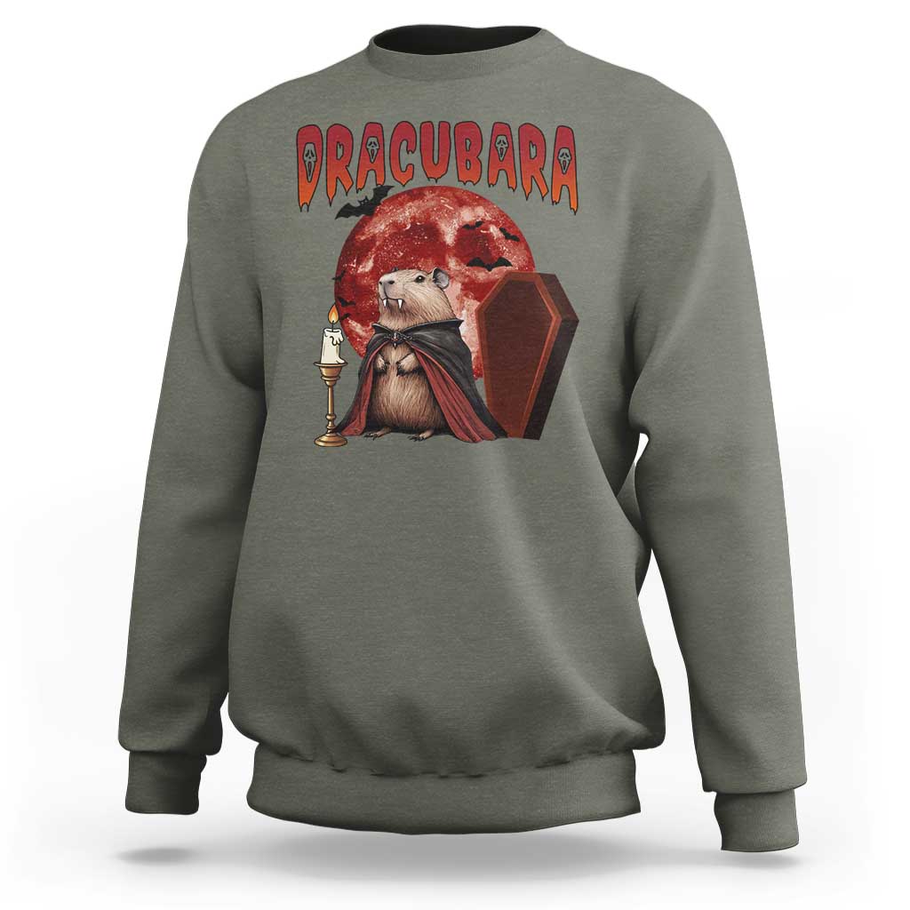 Halloween Capybara Sweatshirt Funny Dracubara In Dracula Outfit - Wonder Print Shop