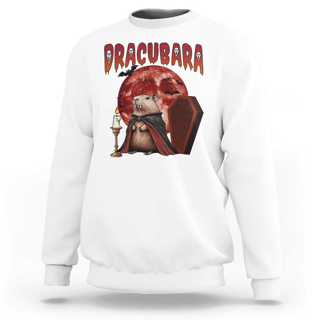 Halloween Capybara Sweatshirt Funny Dracubara In Dracula Outfit - Wonder Print Shop