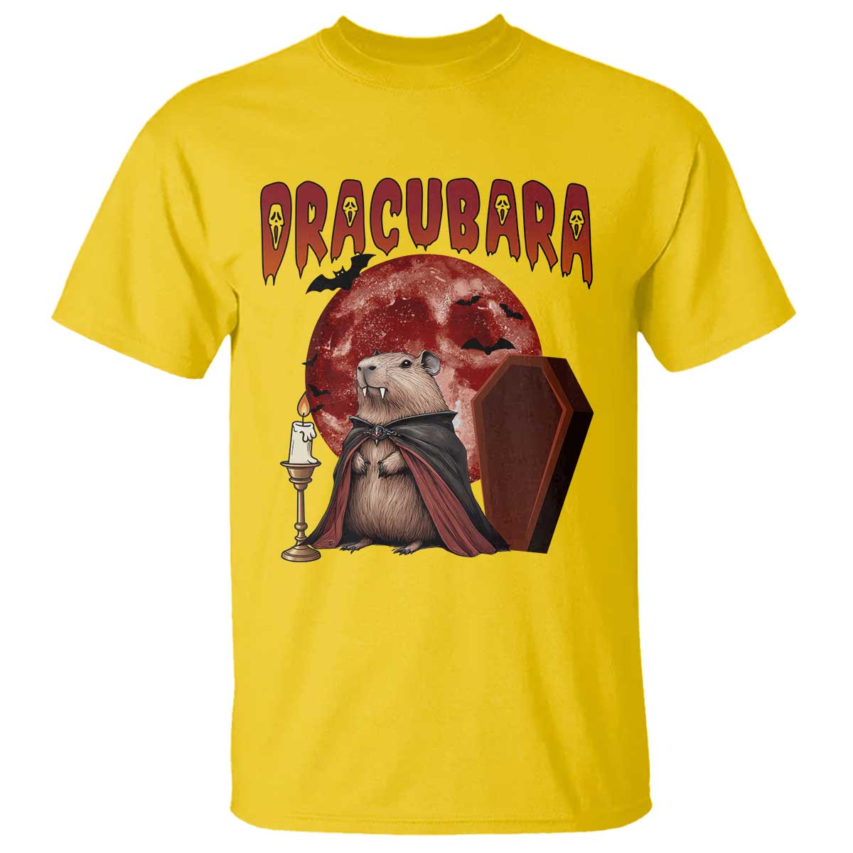 Halloween Capybara T Shirt Funny Dracubara In Dracula Outfit - Wonder Print Shop