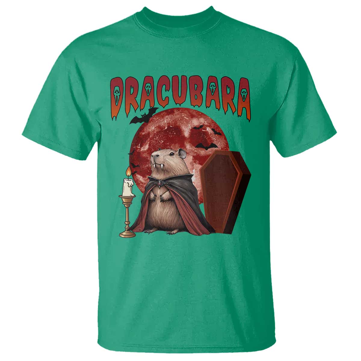 Halloween Capybara T Shirt Funny Dracubara In Dracula Outfit - Wonder Print Shop