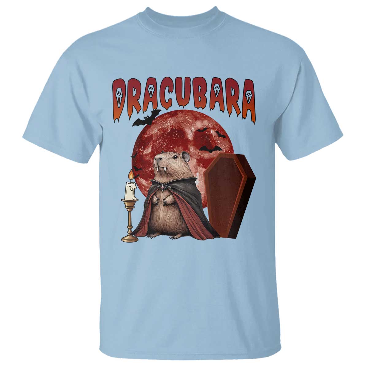 Halloween Capybara T Shirt Funny Dracubara In Dracula Outfit - Wonder Print Shop