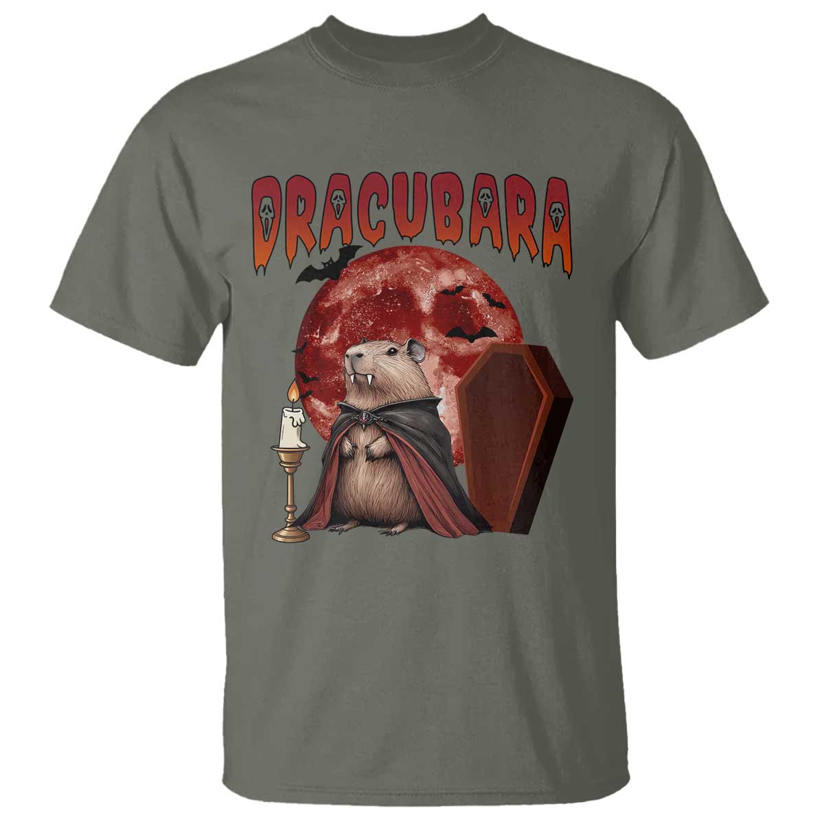 Halloween Capybara T Shirt Funny Dracubara In Dracula Outfit - Wonder Print Shop