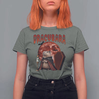 Halloween Capybara T Shirt For Women Funny Dracubara In Dracula Outfit - Wonder Print Shop
